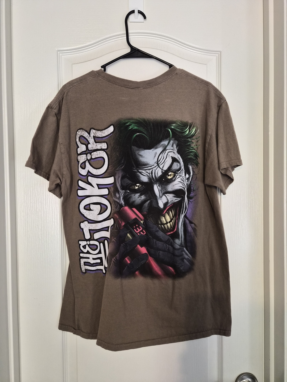 Batman Brown Short-Sleeve Tee with Joker Back Graphic